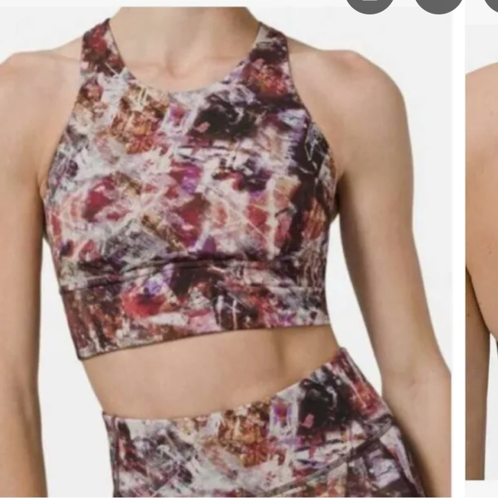 Lululemon Athletica Purple and Pink Abstract Crop Top